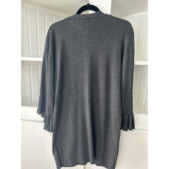 Max Studio Knit Long Roomy Sweater Wrap Large Pin Closure Flutter Sleeves Small - Picture 2 of 16